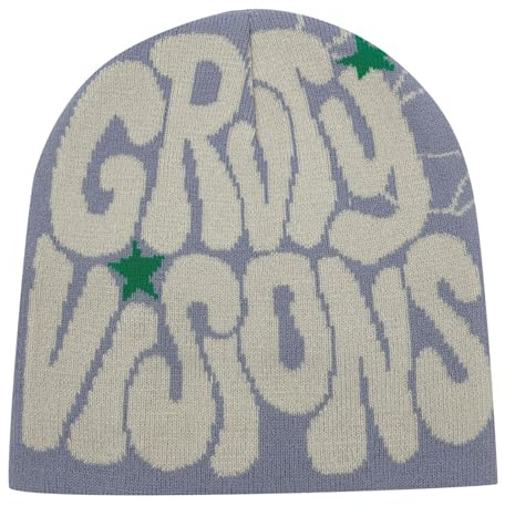 Y2k Beanie Mütze Herren Damen Teenager Y2k Cap Winter Knit Skater Beanie Mütze Hip Hop Strickmützen Baumwolle Printed Y2k Beanie Cap Hat Pink Harajuku Fashion