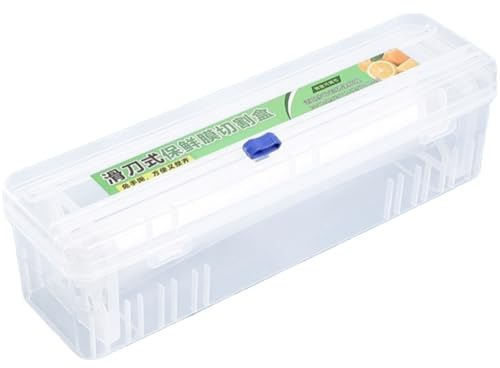 AMOYER Cling Film Dispenser, Plastic Refillable Cling Wrap Dispenser with Slide Cutter Food Wrap Dispenser, Reusable Cling Film/wax Paper/foil Dispenser