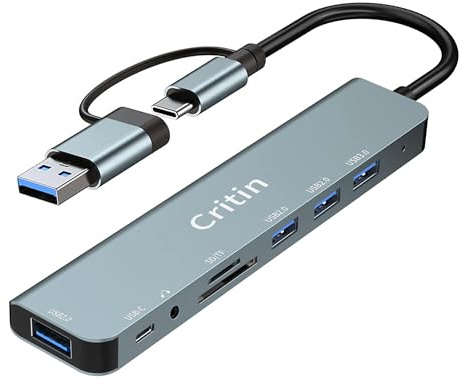 USB C Hub, 8 in 1 USB Hub 3.0 Multiport Adapter with 2.0&3.0 Ports, SD/TF Kartenleser, 3.5mm Audio Anschlüsse, USB Type C Splitter für MacBook, Surface, Dell, Laptop, Desktop, PS4/5, usw