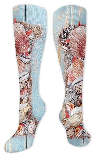 Ciclos Segur Lustige Kompressionsstrümpfe für Damen und Herren, ideal für Durchblutung, Laufen, Sport, Krankenschwester, Reisen, Hellblau, Elfenbein, dunkle Koralle, Größe 40, One size