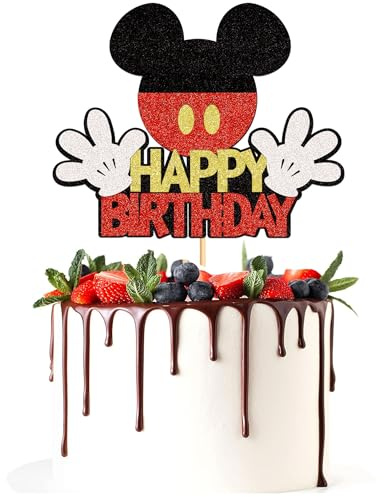 Blumomon 1Pcs Glitter Mouse Cake Topper Mouse Cake Decorations，Baby Shower Cake Topper for Boy Birthday Party Decorations Baby Shower Party Decoration Supplies