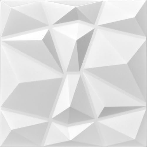 Deccart - 3D Wandpaneele Styropor Wandverkleidung Decke Deckenverkleidung Paneele Deckenplatten Wall Deko Panel Wand Panels Polystyrol 50x50 cm Diamant 2 m², 8 Stück, Weiß