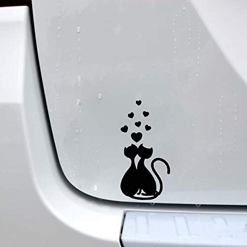 7.2CM*14.3CM Cartoon Cats In Love Vinyl Decal Car Sticker Black Silver(2 Stück)