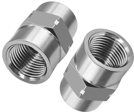 Beduan 304SS Reducer Coupling Adapter 3/8 to 1/4 NPT Female Hex Coupler 2PC