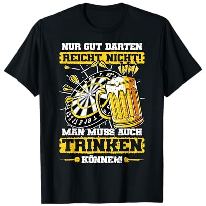Dart Nur Gut Darten Reicht Nicht Bier Trinken Retro Dart T-Shirt