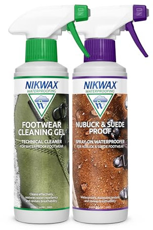 Nikwax Footwear Cleaning Gel Spray and Nubuck & Suede Proof Spray Double Pack