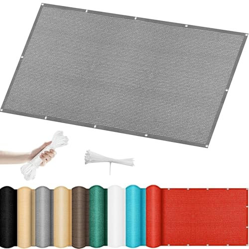 Sonnensegel für Garten 0.7 x 3 m Sonnenschutz Windschutz Segeltuch Segel Baldachin Atmungsaktiv Kühlend mit Seil für Balkon Terrasse Garten Outdoor, Hellgrau