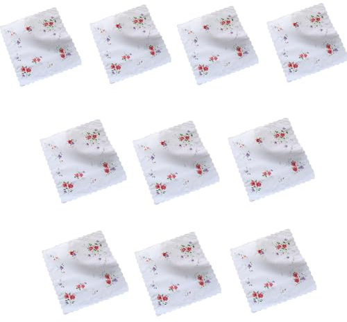 EBVincxmk 10 x Taschentücher für Damen, bestickt, fragmentierte Blumen, Einstecktuch, verschiedene Stofftaschentücher