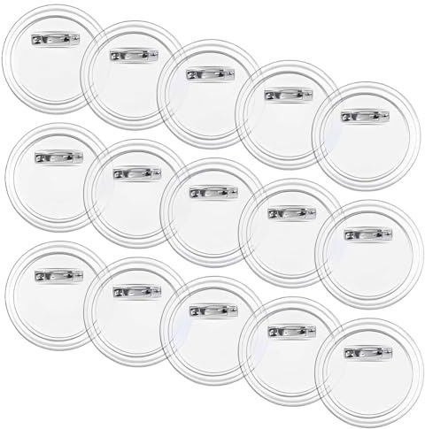 SGERUFZ Set Botones DIY, 15 Piezas, para Hacer sin Máquina, con Alfiler de Seguridad, Chapas plásticas, hágalo Usted Mismo, Pin Redondo la Solapa acrílico Insignia Transparentes
