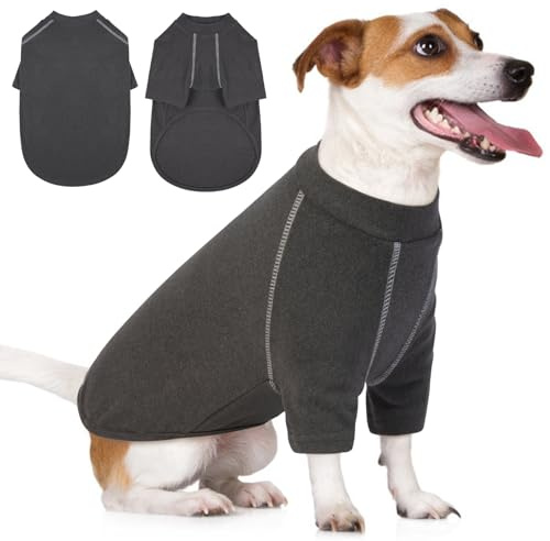 IECOii Hundepullover für Mädchen, Fleece, Größe M, grau, warmes Winter-Sweatshirt für mittelgroße Hunde, Mops & Dackel