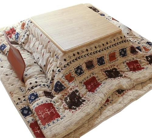 MegLob Mesa Japonesa De Kotatsu, Mesa De Calefacción De Invierno Para Pie Calentador, Mesa De Calentador Plegable De Madera, Calentador Eléctrico Comedor Y Escritorio De Trabajo