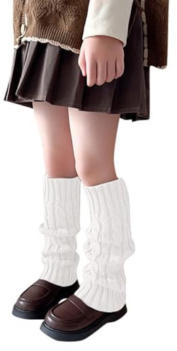Kinderstulpen Weiche Winter Stulpen Mädchen Elastische Beinhandschuhe Stulpen Baby Beinwärmer Lange Beinwärmer Kniestrümpfe Gestrickte Stulpen Winter Warme Stulpen für Mädchen (White, One Size)