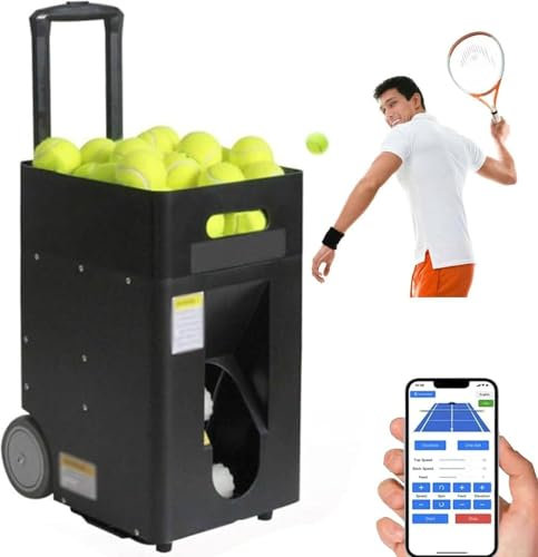 Smart Tennis Ball Machine, Tennis Ball Launcher, Automatic Serve with Adjustable Speed and Angle. high Capacity, Pre-Programmed and Custom Drills