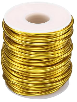 QUARKZMAN Alambre de Bonsái de Aluminio 2.5Mm/10 Gauge y 20M Amarillo | Anodizado en Rollo de Entrenamiento, de Longitud, Alambre de Bonsái Flexible, para Jardín Paisajismo Plantación