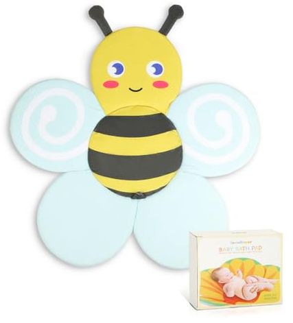Fiore da Bagno per Lavabo,Vasca da Bagno a Fiori Antiscivolo per Neonati 0-6 mesi, Morbido Cuscino da Bagno per Lavabo per Bambini, Essenziali per il Bagnetto dei Neonati,Ape