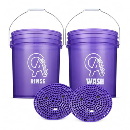2x Premium Car Wash Bucket with Buckets Guards - 20L Car Cleaning Buckets with Bucket Barriers Provides Swirl Free Wash Solution, Beginner Kit Bundle