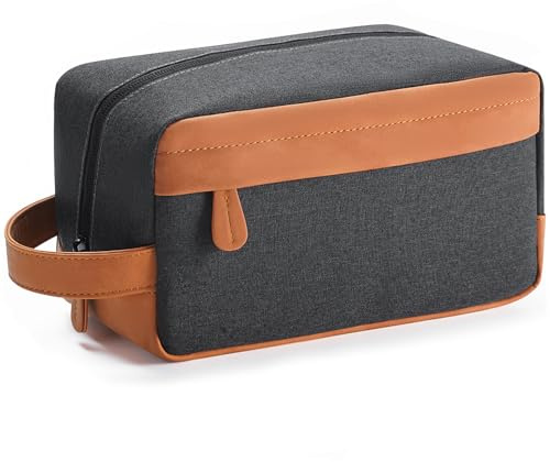 Lizzton Beauty case da viaggio da uomo, kit Dopp da appendere, idrorepellente, in pelle PU, con grande capacità, per viaggi e bagno, Nero