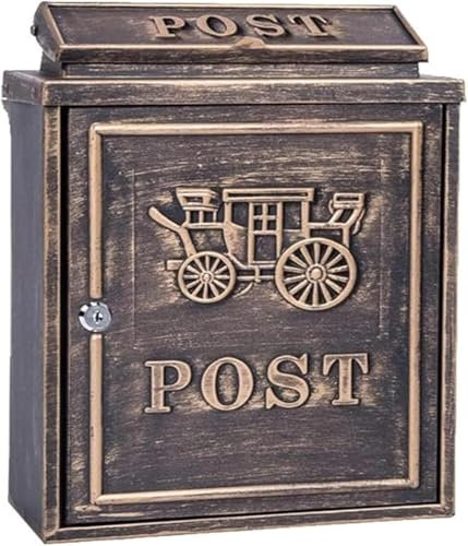 SGKOMN Cassetta Postale a Parete - Cassetta Postale in Ferro battuto per giornali - Cassetta Postale con Serratura a Chiave - Decorazione da Parete