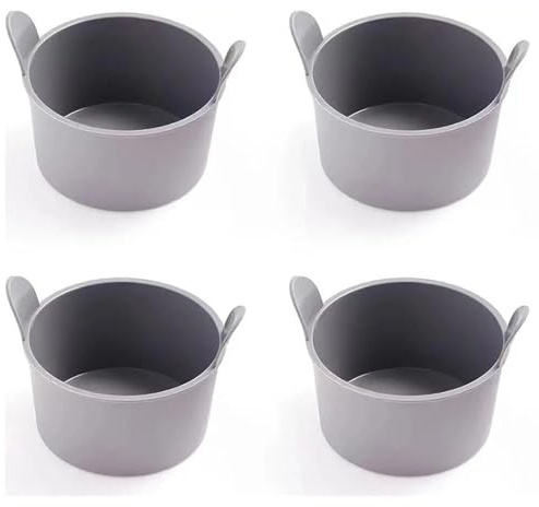 4 moldes de silicona para freidora de aire, moldes antiadherentes de liberación Asy para tortitas de huevos, olla de huevos para microondas, máquina individual de mordedura de huevo (gris)