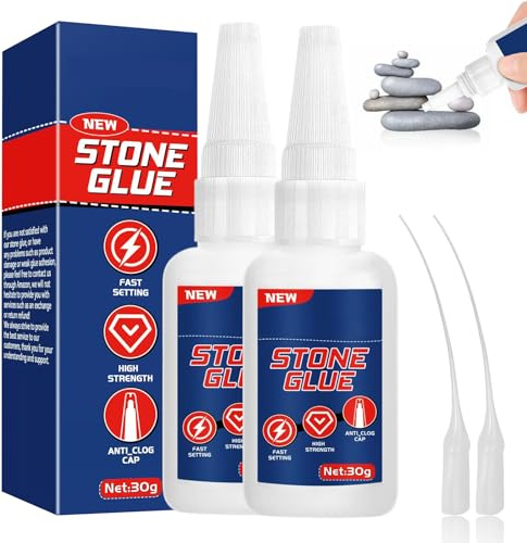 Colla per Pietra,2pcs Colla Instantanea Extra Forte,Collas per Sassi,Collas Super Forte,30g Colle per Marmo,Adesivo a Rapida Asciugatura,Adesivo Istantaneo,Super Istantanea per Incollare Pietre