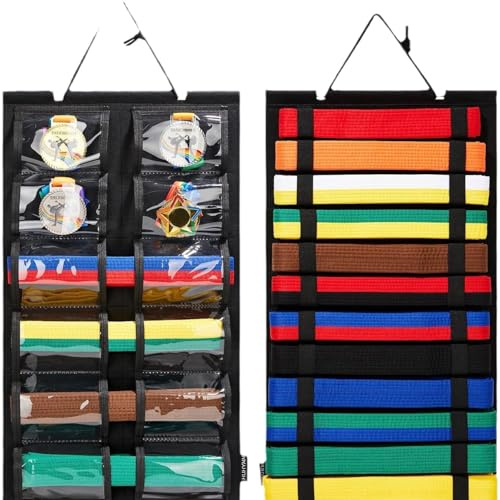 Kiuiom Martial Arts Belt Display Rack, 12 Belts Karate Belt Display Holder,Taekwondo Belt Organizer, Equipment for Taekwondo Coaches, Students and Enthusiasts(1 PC, No Belts), Martial Arts Equipment
