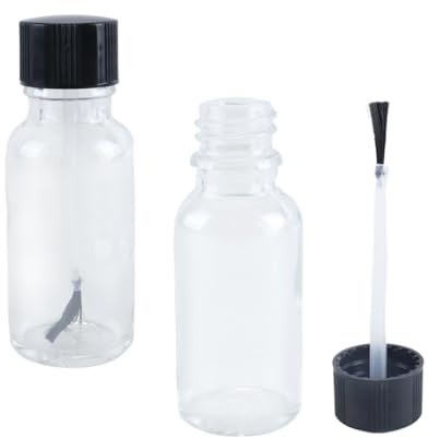 Durlo 4 botellas vacías de 20 ml para esmalte de uñas con tapas de pincel, rellenables, de vidrio transparente, para almacenar y aplicar esmalte de gel.