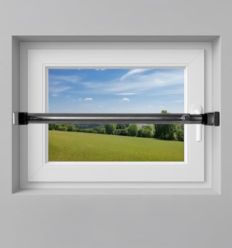 Fenstersicherung 1-fach mit Kippfunktion – Einbruchschutz Teleskopstange mit Druckschloss | Edelstahl oder Weiß | Länge 600–3200 mm | Sicherungsstange für Fenster & Türen (Edelstahl, 600-1000mm)