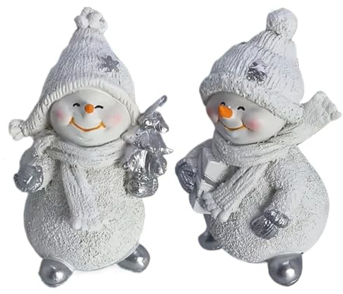 Jul Snögubbe Dekoration 2 Delar Centrumdekoration Resin Prydnader
