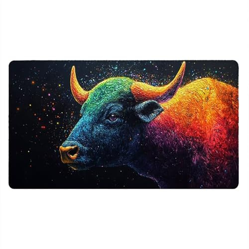 Tappetino Mouse Gaming XXL, 1600x800x3mm Grande Tappetino Scrivania Cuciti Base in Gomma, Mouse Pad Impermeabile Antiscivolo, PC Desktop Ufficio, Migliora Precisione Velocità (Colore Bovino) xR7-599