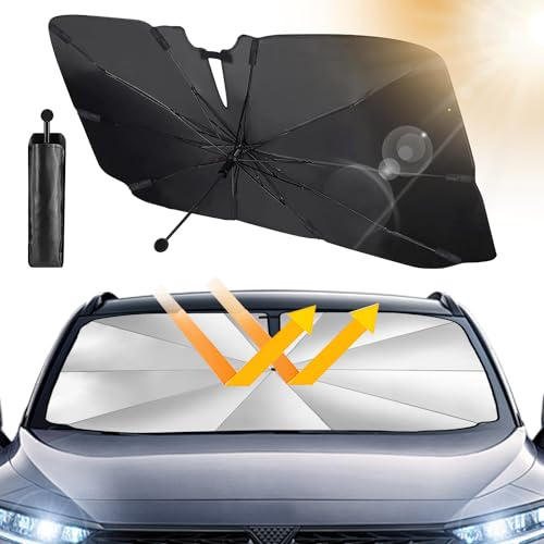 Beshine Auto-Sonnenschutz, 2026 Drehbar Faltbar Auto-Sonnenschirm - Carbonfaser-Skelett, Wärmeisolierter, Effizienter UV-Schutz (145 x 83 cm)