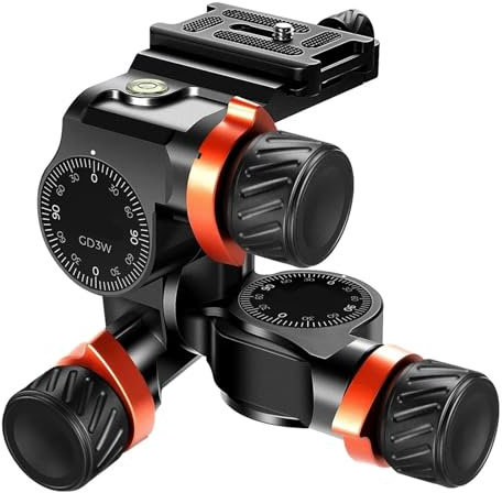 camear accessorise, Capacity 13.2lbs/6kg 3 Way Geared Tripod Head Aluminum Alloy for Photography Camera,for parts