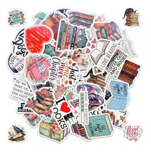100 PCS Book Stickers for Kindle, Bookish Literary Quote Decals, Waterproof Scrapbook Stickers for Laptop, Water Bottle, Phone Case, Journal, Reading Accessories Gifts for Book Lovers, Teens, Women