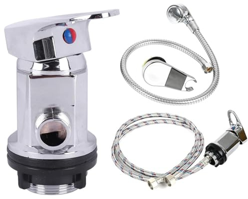 Miscelatore per doccia da 1/2 con doccetta, miscelatore monocomando per acqua calda e fredda, tubo in acciaio inox da 80 cm, per camper, roulotte, doccia esterna, parrucchiere, lavandino, soffione
