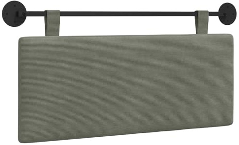 Owoxanthellate Hängendes Kopfteil Cordstoff, 110x55cm Wandmontiertes Betthaupt Gekoppelt mit Pulverbeschichteter Metallstange, Weiches Wandkissen Rückenkissen für Bett Lounge Esszimmer