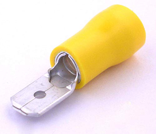 227sParts Kabelschuhe x50 - Flachstecker Gelb - Steckmaß 6,3 mm, Quetschverbinder, Isoliert - Für Kfz, Elektronik und Hobby