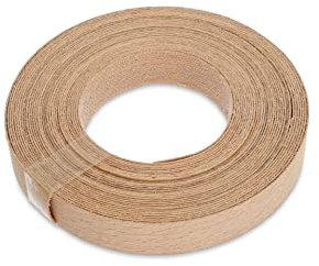 WoodPress® 15 mm Bois de Hêtre Véritable Bande de Chant en Placage Préencollé – Rouleau de 7,5 m – Application à Repasser facile à faire soi-même, couvre le bord d'un panneau MDF standard