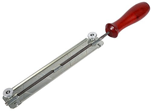 Fdit Chaîne en Acier Scie à aiguiser Lot de Limes Ronde Jauge Manche de Lime tronçonneuse Outil fichier Support Rond Affuteur de Chaine avec Manche en Bois tronçonneuse Classement Guide Support 5.5mm