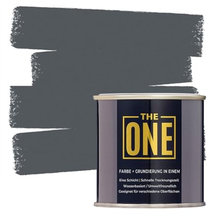 THE ONE All-In-One Paint & Primer - Dark Grey Gloss, 2.5 L | Multi-Surface 1 Coat Formula | Easy Indoor & Outdoor Decorating for Home & Garden Walls, Floors & Furniture | Water-Based & Low VOC