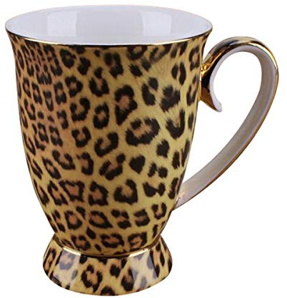 YBK Tech Tasse aus feinem Porzellan, Teetasse für Zuhause, Küche, Büro, Leopardenmuster