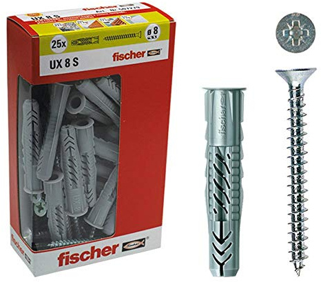 Fischer ux 8x50 s y 25pz tasselli + viti stop fissaggio ancoraggio