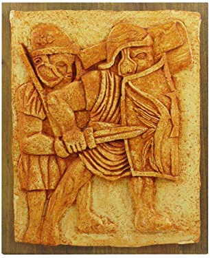 Réplica relieve romano “Legionarios romanos”. Tamaño 30x25 cm. Yeso cerámico extraduro/yeso piedra.