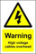 Warning sign Danger high voltage cables overhead Safety sign - 1.2mm Rigid plastic 400mm x 300mm