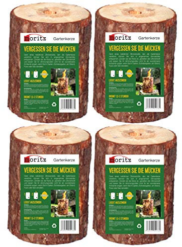 Moritz Juego de 4 antorchas suecas con aroma a citronela, incluye mecha de encendido, antorcha de jardín, antorcha de madera, antorcha de fiesta, 1,5 – 2 horas de combustión, 20 cm de alto