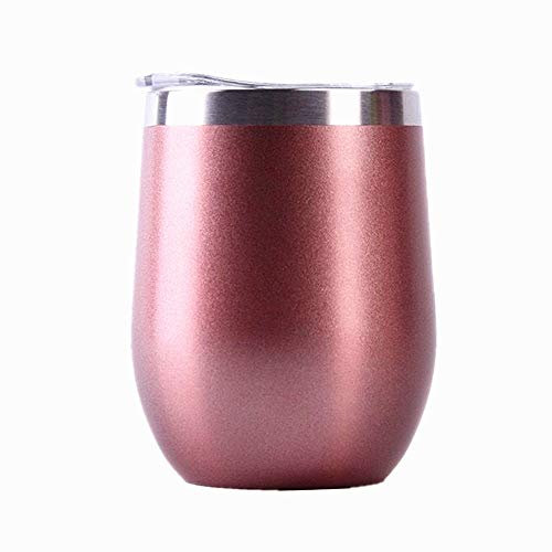 Gtell 12 oz Stainless Steel Wine Tumbler Stemless Glasses with Lid, Double Wall Insulated Travel Mug Perfect for Wine, Coffee, Drinks, Champagne, Cocktails (Golden)