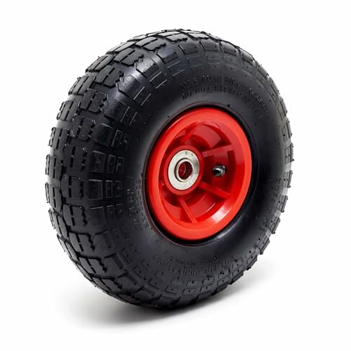 Wiltec Roue complète 4.10/3.50-4 pour Diable – 250 x 85 mm – Avec Chambre à air et Jante – Valve droite – capacité de charge max. 136 kg – pour Roue Brouette Chariot