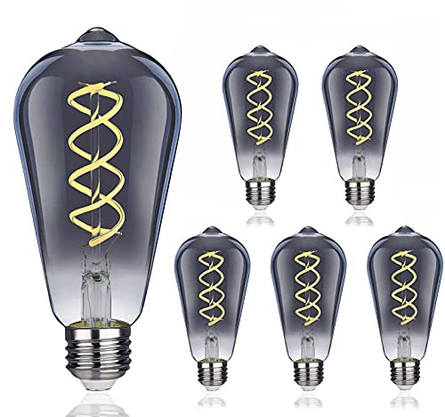 Gorssen Edison Vintage Glühbirne,Retro Edison LED Lampe E27 6W 2700K Warmweiß Dekorative Glühbirne Vintage Antike Glühbirne Ideal für Nostalgie und Retro Beleuchtung im Haus - 6 Stück