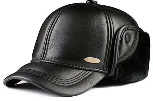 DongBao Herren Leder Fliegermützen Mit Ohrenschutz Winter Baseball Cap Outdoor Mützen Warm Kappe Freizeit Basecap