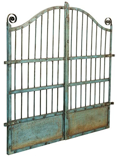 Biscottini Gartentor Metall 115x6x115 cm - Gartentür Metall - Doppelstabmattenzaun Tor - Vintage Doppelflügeltore