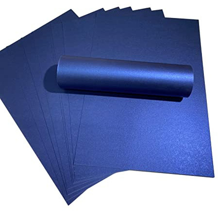 10 Blatt Royalfarbener Perlglanzkarton, A4, dekorativ, 300 g/m², doppelseitig, Königsblau
