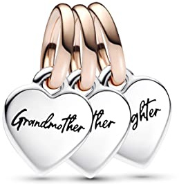 Pandora Moments Charm Triple Cœurs séparable en argent sterling et métal plaqué or rose 14 carats